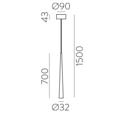Suspension*ACB Suspension, Bendis surface, , LED, 3000K, 600 lm, Ø3,2cm, H70cm - blanc