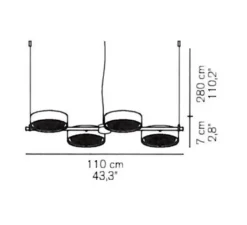 Suspension*Oluce Suspension, Berlin 823, , LED, 2700K, 4300 lm, L110cm, H7cm - noir