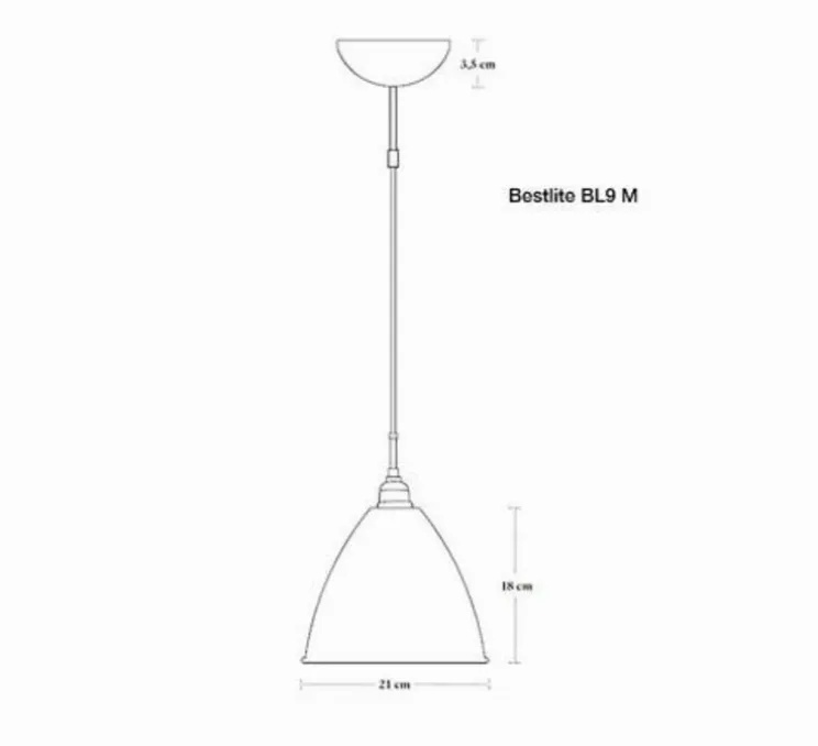 Suspension, BL9 M, noir, chrome, Ø21cm, H18cm - Gubi