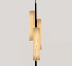 Suspension, BLACK NOTE TRIPLET, hêtre, LED, dim, 3000K, 913,7 lm, L17,2cm, H90cm - LZF