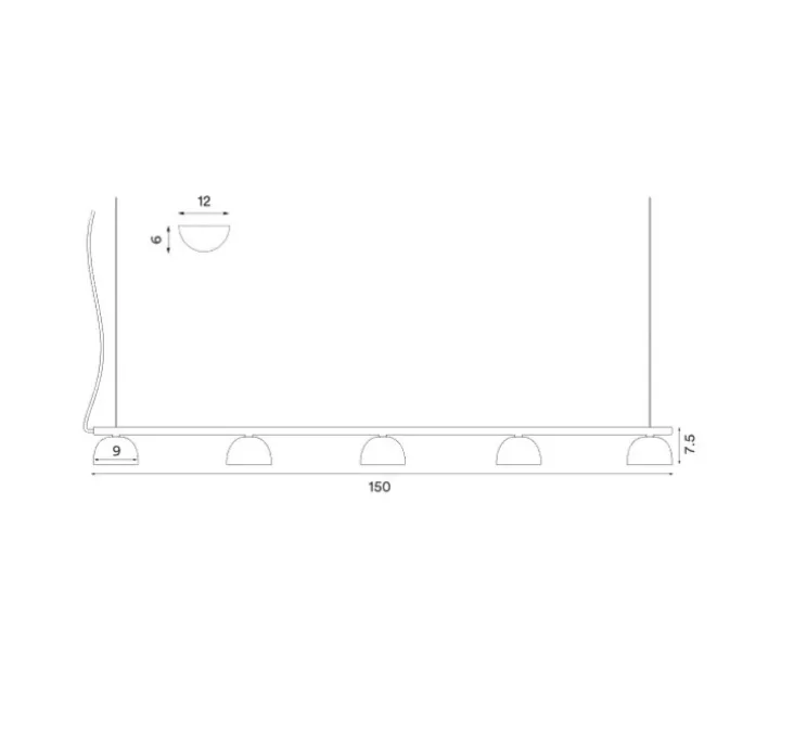 Suspension, Blush Rail 5, blanc mat, LED, dim, 3000k, 3300 lm, L150cm, H7,5cm - Northern