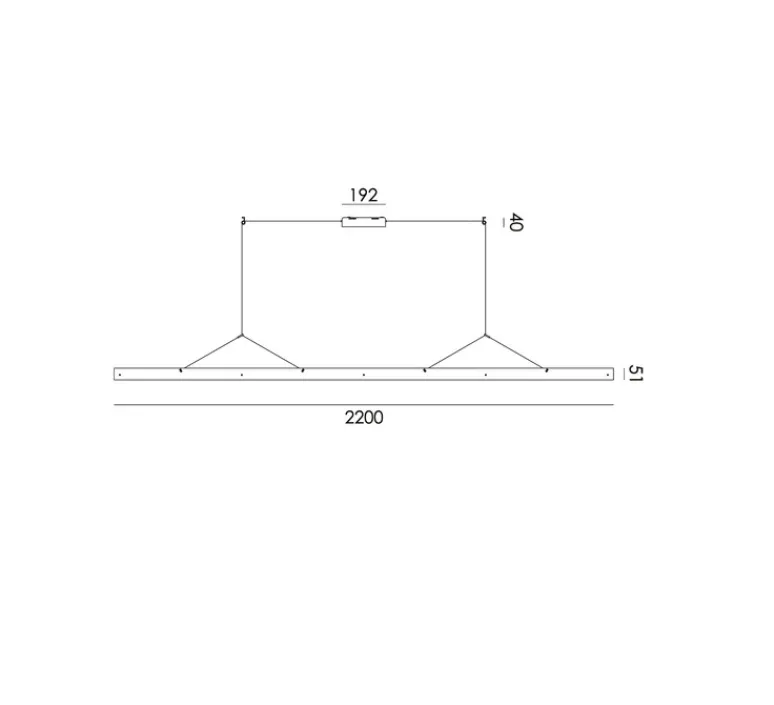 Suspension*Tonone Suspension, Bridge 220, , LED, dim, 2700K, 3068 lm, L220cm, H5,1cm - Orange lave