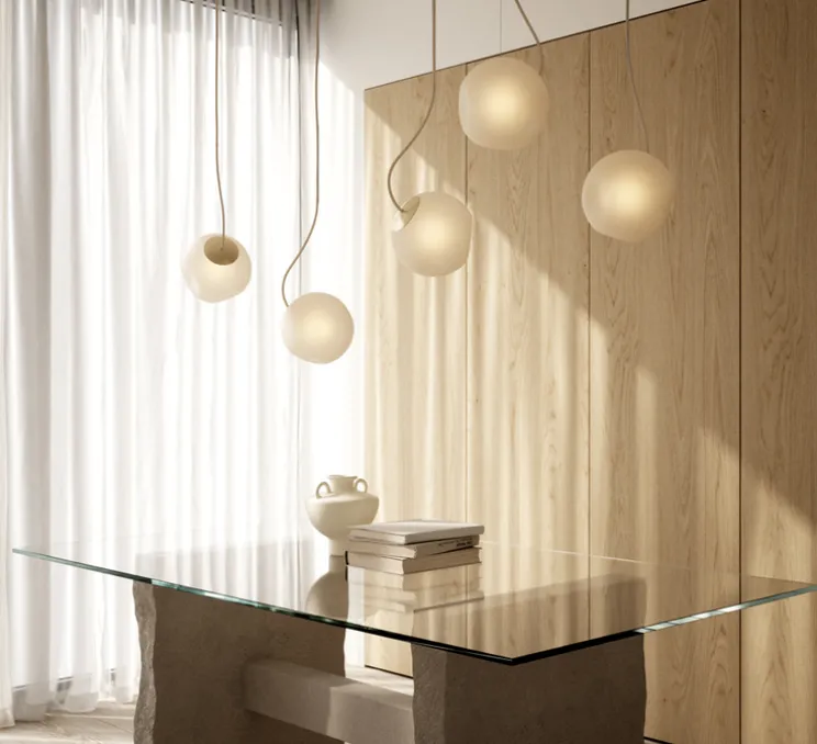 Suspension, Bright Barocco câble crème, laiton, blanc, Ø20cm, H20cm - Nordic Tales