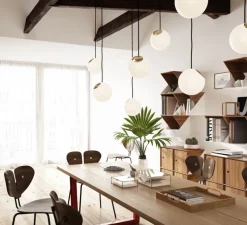 Suspension, Bright Spot, blanc, or, câble noir, Ø20cm, H20cm - Nordic Tales