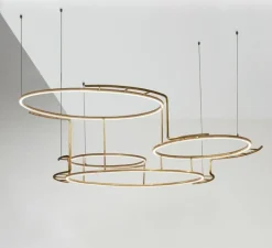 Suspension, Broche L, laiton, LED, 2700k, 10000 lm, L180cm, H36cm - DCW éditions Paris