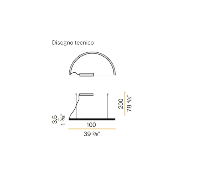 Suspension*Panzeri Suspension, Brooklyn Round 180°, , LED, 3000kK, 1065lm, L100cm, H3,5cm - blanc