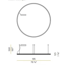 Suspension*Panzeri Suspension, Brooklyn Round, , IP40, LED, dim, 3000K, 5931 lm, Ø195cm, H3,5cm - noir