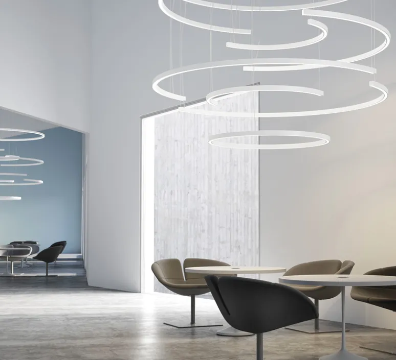 Suspension*Panzeri Suspension, Brooklyn Round 180°, , LED, 3000kK, 2130lm, L195cm, H4,5cm - blanc