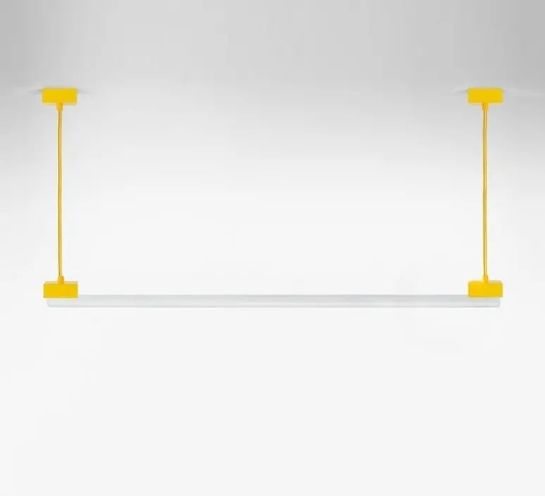 Suspension*Zangra Suspension, bruno, , avec ampoule tubulaire opaline, L100cm, H14cm - jaune