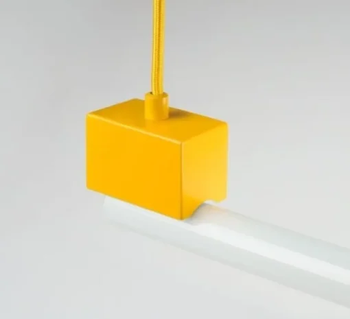 Suspension*Zangra Suspension, bruno, , avec ampoule tubulaire opaline, L100cm, H14cm - jaune
