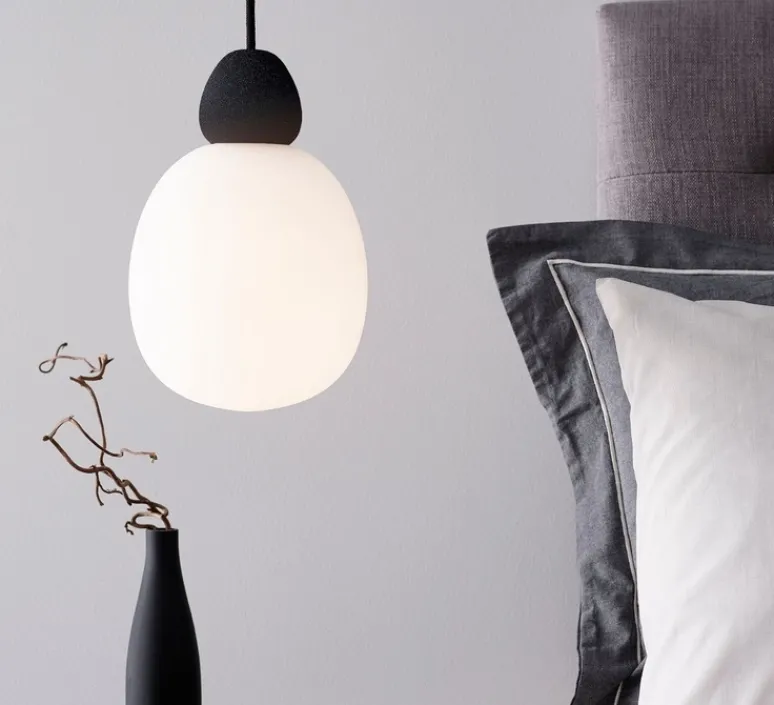 Suspension*Belid Suspension, Buddy, , Ø18,4cm, H28cm - noir mat et verre opalin