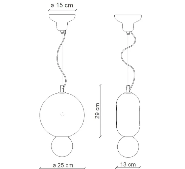 Suspension, Bumbum, bleu pétrole, L25cm, H29cm - Ferroluce