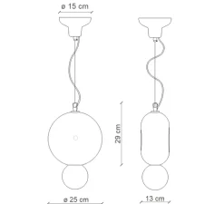 Suspension, Bumbum, orange, L25cm, H29cm - Ferroluce