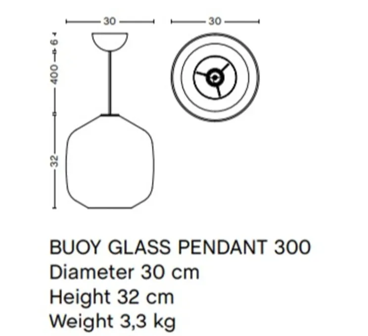 Suspension, Buoy 300, blanc, câble vert jardin, Ø32cm, H30cm - HAY