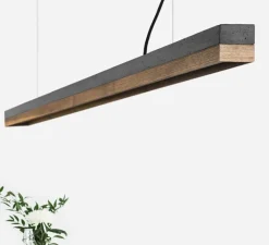 Suspension*GANTLights Suspension, C3 , , LED, 2700K, 2600lm, L182cm, H8cm - béton foncé et noyer