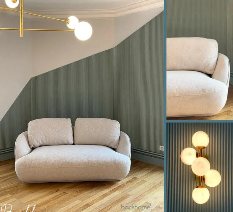 Suspension, C Ball S1, blanc, or, L18,5cm, H39cm - B-Lux