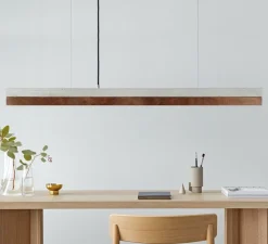 Suspension*GANTLights Suspension, C1, chêne, gris clair, LED, dim, 2700K, 1900 lm, L122cm, H8cm - gris clair, naturel