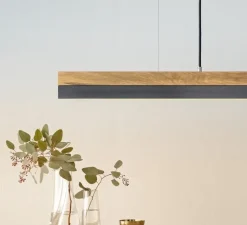 Suspension*GANTLights Suspension, [C2], , LED, 2700k, 2100lm, L92cm, H7cm - gris foncé, chêne