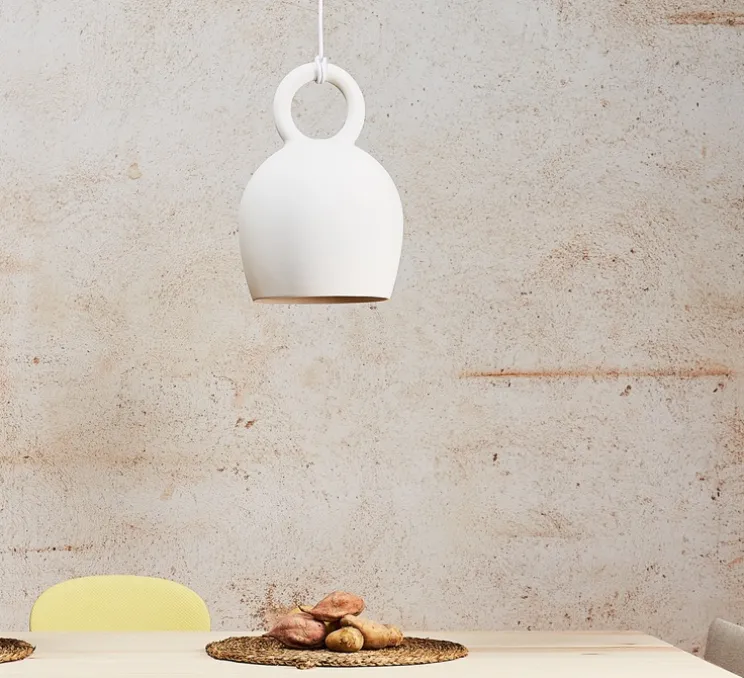 Suspension, Caló 40, blanc mat, câble blanc, IP44, LED, dim, 2700K, 800 lm, Ø25cm, H39,2cm - Pott