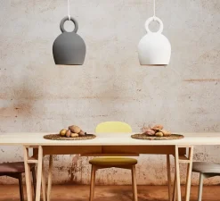 Suspension*Pott Suspension, Caló 40, , câble blanc, IP44, LED, dim, 2700K, 800 lm, Ø25cm, H39,2cm - gris foncé mat