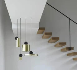 Suspension, Calée V4, laiton satiné, graphite satiné, LED, 2700K, 1500lm, Ø40cm, H13cm - CVL