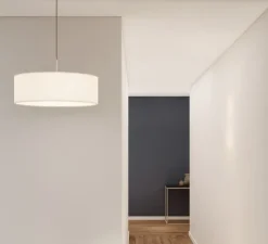 Suspension*Astro Suspension, Cambria, , Ø60cm, H20cm - structure nickel mat, abat-jour blanc