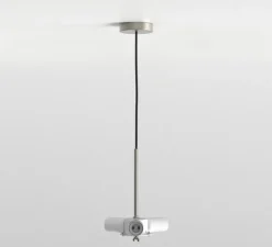 Suspension*Astro Suspension, Cambria, , Ø60cm, H20cm - structure nickel mat, abat-jour blanc
