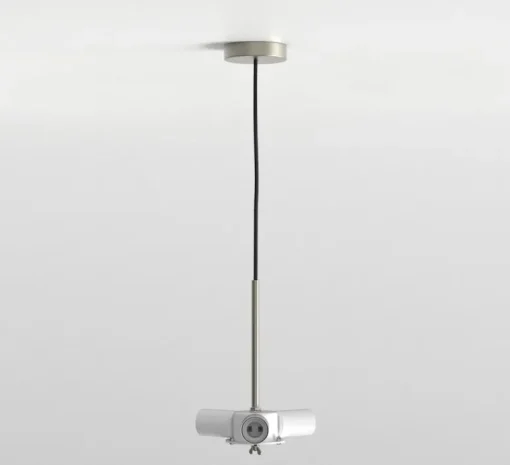 Suspension*Astro Suspension, Cambria, , Ø60cm, H20cm - structure nickel mat, abat-jour blanc