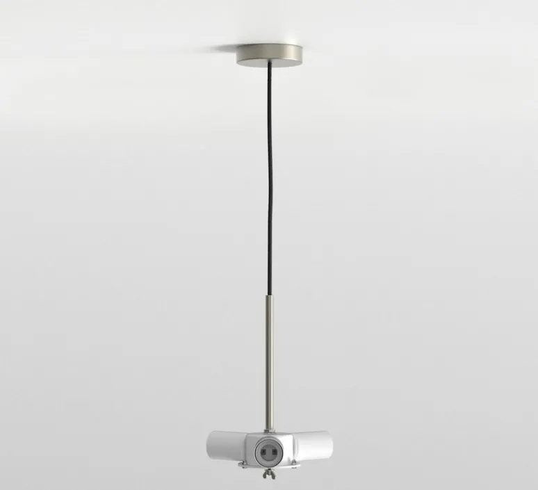 Suspension*Astro Suspension, Cambria, , Ø60cm, H20cm - structure nickel mat, abat-jour blanc