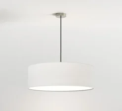 Suspension*Astro Suspension, Cambria, , Ø60cm, H20cm - structure nickel mat, abat-jour blanc