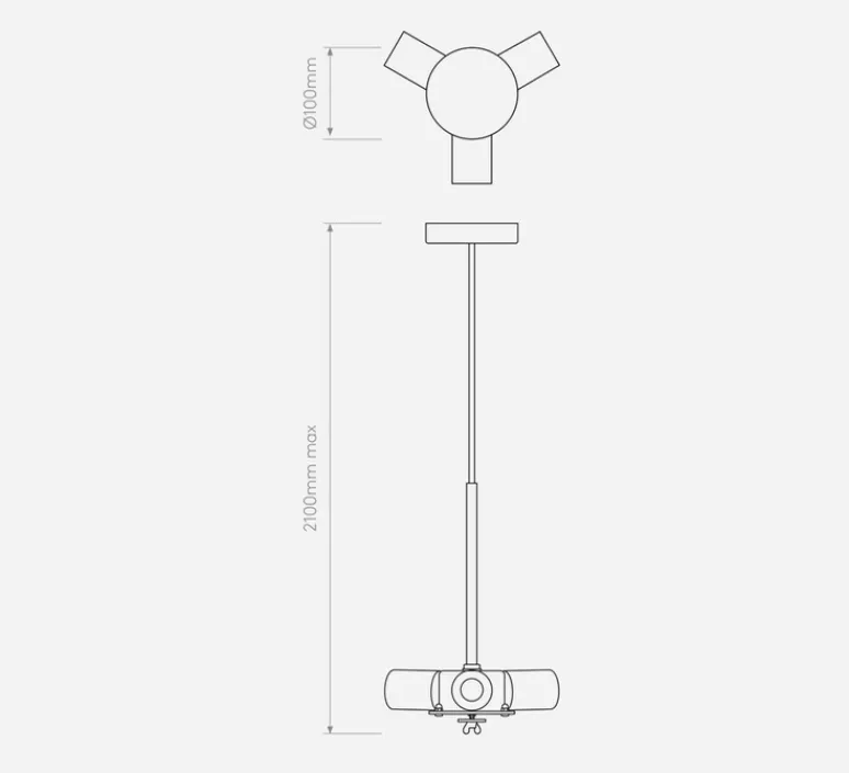 Suspension*Astro Suspension, Cambria, , Ø60cm, H20cm - structure nickel mat, abat-jour blanc