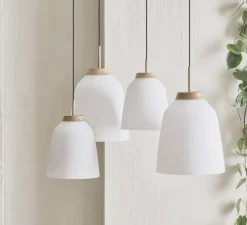 Suspension, Campa, blanc, bois, laiton antique, Ø35cm, H40cm - Bolia
