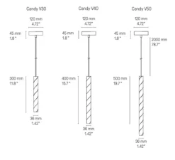 Suspension, Candy V30, graphite satiné, LED, dim, 2700K, 331 lm, Ø3,6cm, H30cm - CVL