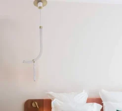 Suspension*Ame Editions Manufacturées Suspension, Canne L, , albâtre, LED, 2700K, 1027 lm, TRIAC, L42,5cm, H125cm - AME EDITIONS MANUFACTUREES laiton satiné