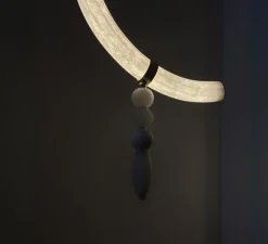 Suspension*Ame Editions Manufacturées Suspension, Canne S, , albâtre, LED, 2700K, 980 lm, TRIAC, L34,5cm, H82cm - AME EDITIONS MANUFACTUREES laiton satiné