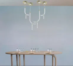 Suspension*Ame Editions Manufacturées Suspension, Canne S, , albâtre, LED, 2700K, 980 lm, TRIAC, L34,5cm, H82cm - AME EDITIONS MANUFACTUREES laiton satiné