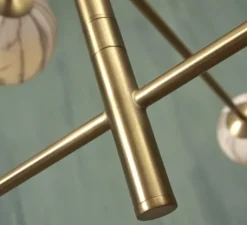 Suspension*It's about Romi Suspension, Carrara 3 bras/6 globes, Finition , Ø99cm, H95cm - Marbre blanc, laiton