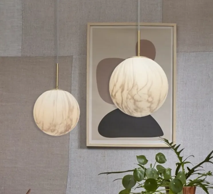 Suspension, Carrara Dia, Finition Marbre blanc, laiton, Ø28cm, H42cm - It's about Romi