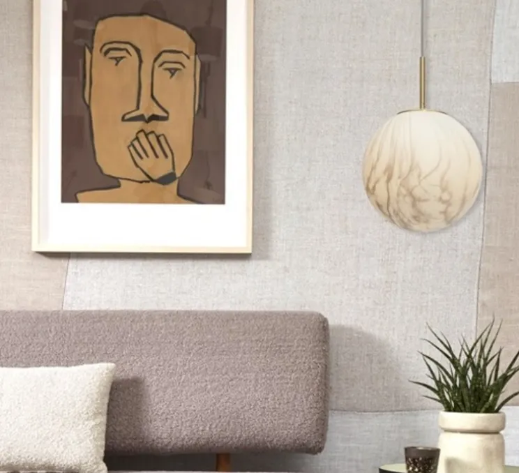 Suspension, Carrara Dia, Finition Marbre blanc, laiton, Ø28cm, H42cm - It's about Romi