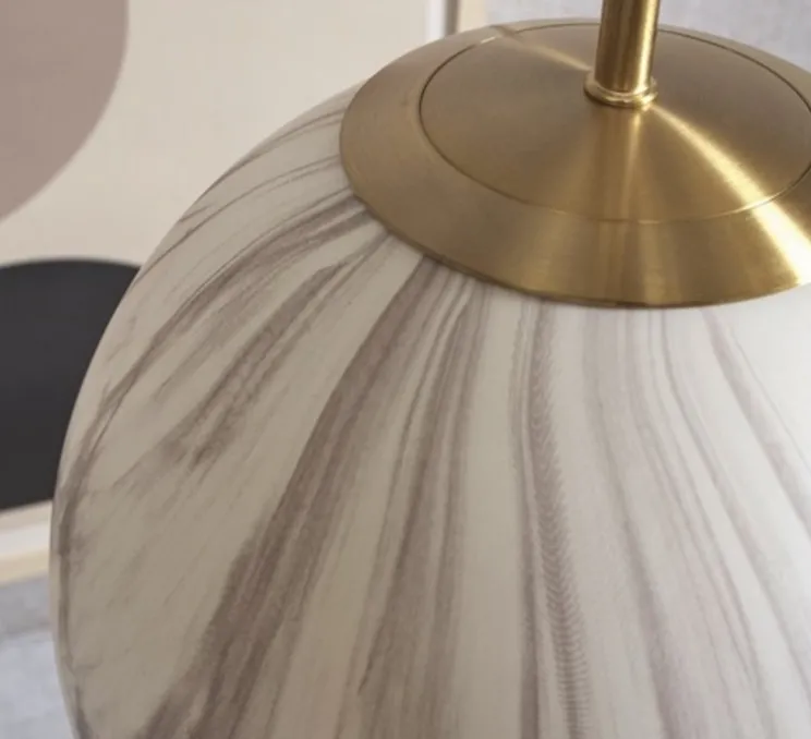 Suspension, Carrara Dia, Finition Marbre blanc, laiton, Ø28cm, H42cm - It's about Romi