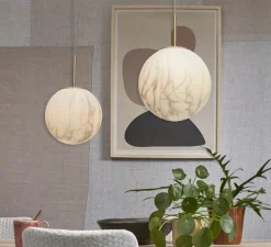 Suspension, Carrara M, Blanc marbre, or, Ø22cm, H34cm - It's about Romi