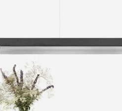 Suspension*GANTLights Suspension, [C3],béton gris foncé, acier inoxydable, L182cm, H8cm, 2700K, dimmable - béton gris foncé et acier inoxydable