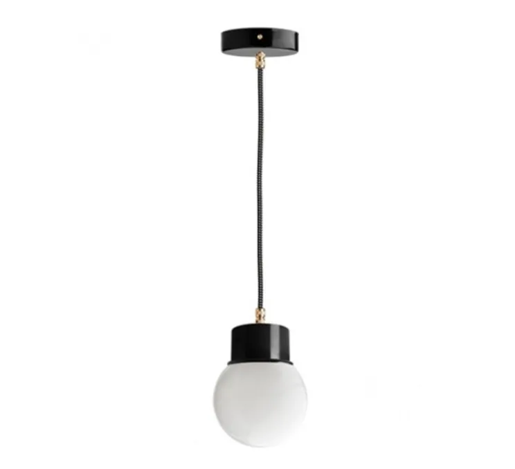 Suspension, ceilinglamp.131, avec glass003, noir, Ø12,5cm, H15,5cm - Zangra