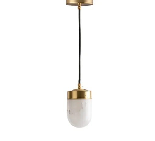 Suspension*Zangra Suspension, ceilinglamp.136, avec glass018, laiton, Ø10cm, H17cm - blanc, laiton