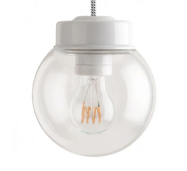 Suspension*Zangra Suspension, ceilinglamp.137, avec glass005, en porcelaine et verre, , Ø14,5cm, H15cm - blanc