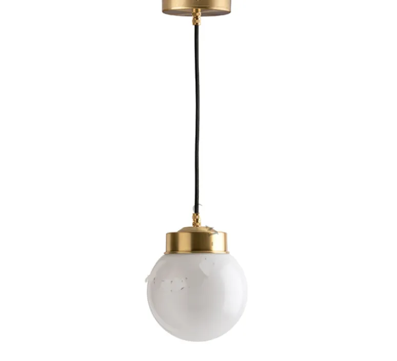 Suspension*Zangra Suspension, ceilinglamp.136, avec glass006, laiton, Ø15cm, H19cm - laiton, blanc