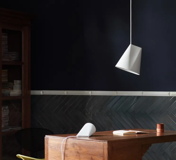 Suspension, Ceramic, Wide, blanc, Ø23cm, H23,5cm - Moebe