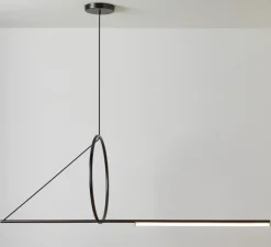 Suspension*CVL Suspension, Cercle et trait, XL, graphite satiné, LED, 2700K, 1400lm, L175cm, H160cm - noir