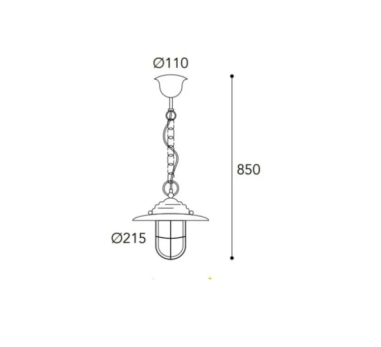 Suspension*Moretti Luce Suspension, Chalet 164, , IP44, Ø21,5cm, H85cm - Laiton vieilli