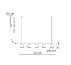 Suspension*Robin Suspension, Chandelier 5, , L120cm, H14cm - noir